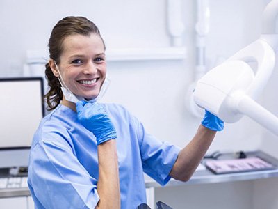 Dental hygienist smiles